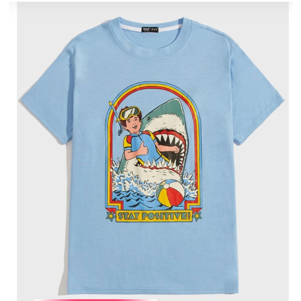 NWT! Romwe “Stay Positive” Steven Rhodes SHEIN Graphic T-Shirt  - Size XL